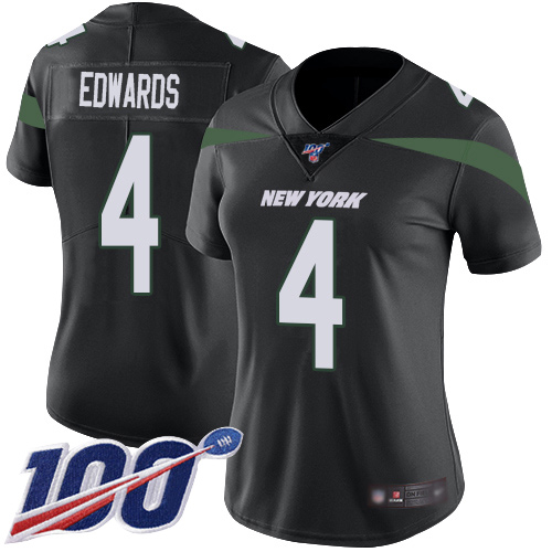 New York Jets Limited Black Women Lac Edwards Alternate Jersey NFL Football #4 100th Season Vapor Untouchable->women nfl jersey->Women Jersey